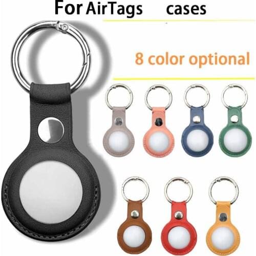 100pcs For Apple Airtags Pu Leather Protective Case With Key Ring Anti-scratch Portable Accessories Protector Cover For Air Tags