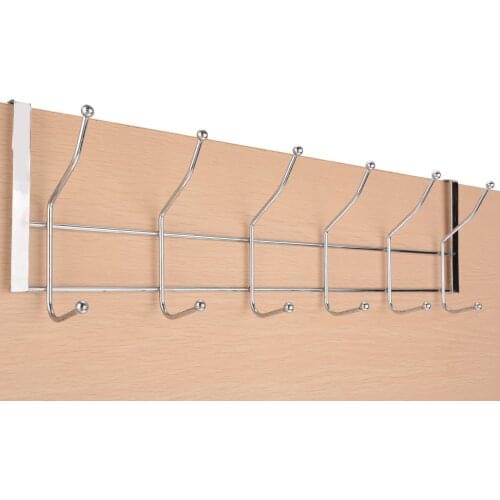 12 Hooks Stainless Steel Over The Door Hanger Coat Hat Clothes Bag Storage Hanging Rack Holder Household Door Hooks Rack