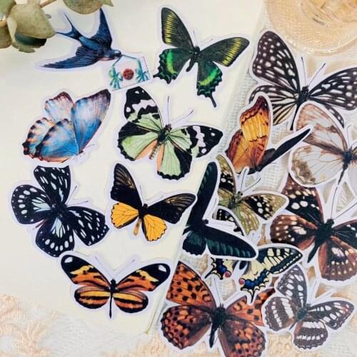 16pcs/bag vintage butterfly DIY scrapbooking photo album journal diary gift happy planner decoration
