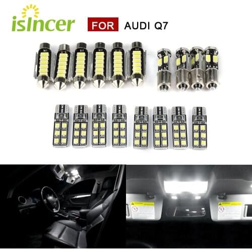 18pcs/set Canbus SMD White LED Lights Bulbs Interior Kit For Audi Q7 2006-2015 Dome Map Glove Box Trunk Cargo Lamp Car Light