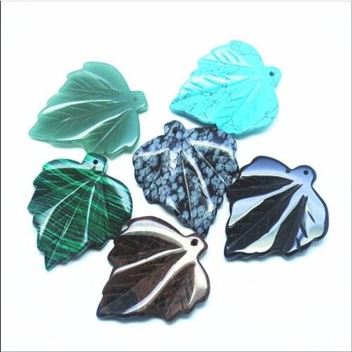 2pcs Natural gem stone leaf pendants flower shapes mix colors for charms women necklace making accessories