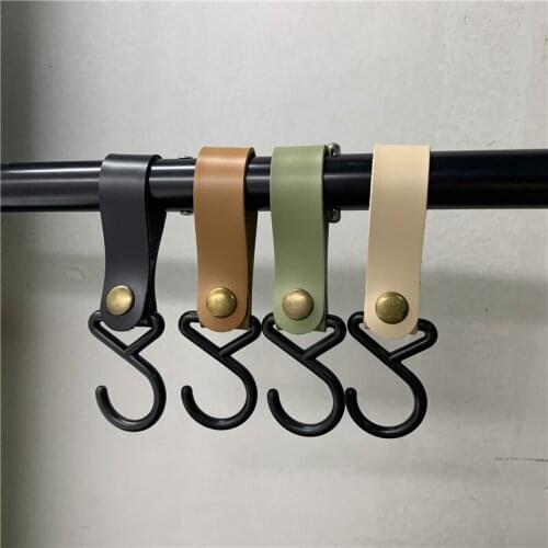 2pcs Outdoor PU Leather Hooks Camping Tripod Clothes Storage Portable Hiking Hanger Clothes Hook Tableware Bag Hook