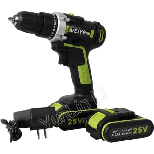 25V Rechargeable Lithium Drill Screwdriver Electric Screwdriver Power Tool Rechargeable Handheld 2 Battery 1 Charger Drill V-107