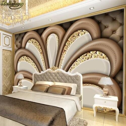Beibehang Customized 3d wallpaper mural European and American peacock open screen diamond soft package jewelry background wall
