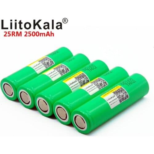 NEW LiitoKala 25RM 100% Original 18650 2500mah battery INR18650 25R 20A High power discharge Rechargeable battery