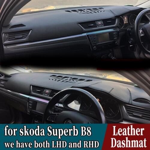 PU Leather Dashmat Dashboard Cover Mat Carpet Car-Styling accessories for skoda Superb B8 2015 2016 2017 2018 2019 2020 RHD