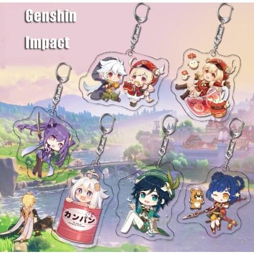 Anime Keychain Genshin Impact Venti Paimon Player Diluc Klee Man Key Chain For Womens Cute Bag Pendant Key Ring Jewelry Gift