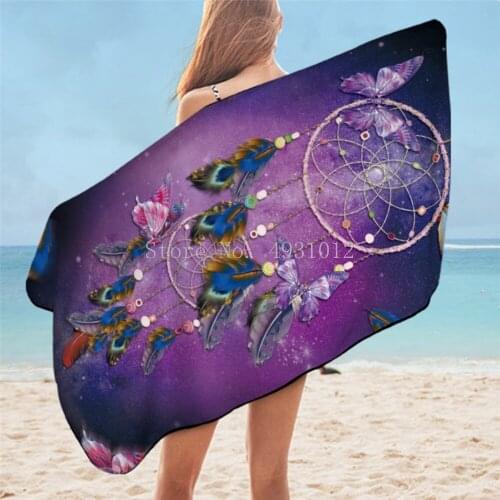 Bath Towel Microfiber Watercolor Beach Towel Blue Pink Purple Rectangle Bikini Cover-Up Mat 70x150cm