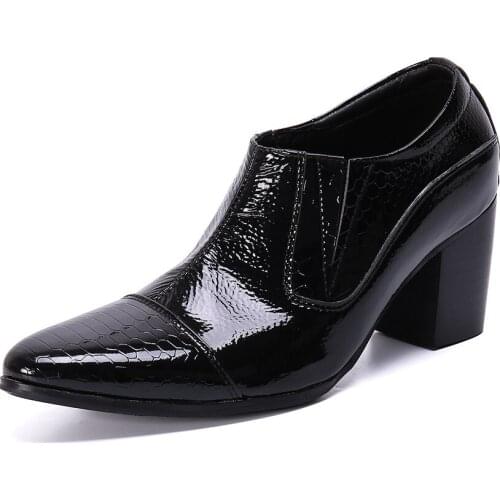 Batzuzhi 7cm Heels Formal Party and Wedding Dress Boots Men Japanese Type Mens Boots Black Leather Ankle Boots Men, EU38-46