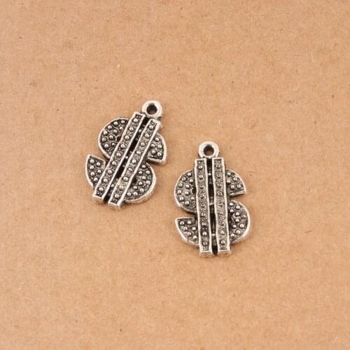 5PCS New hip hop Silver Color Dollar Sign Spacer Beads European Money Charms DIY For Jewelry A311