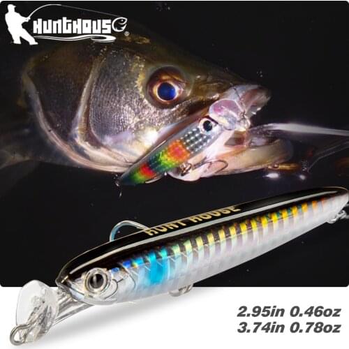 Hunthouse Rocket 95 Promotion 3pcs/lot Minnow Popper Fishing Lure Sinking Bait 75mm/13g 95mm/22g Seabass BlueFish