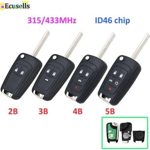 2/3/4/5 Button Flip Remote Key Fob 315MHZ/433MHZ ID46 Chip for Opel Astra J Mokka Insignia Adam Cascade Karl Zafira HU100 Uncut