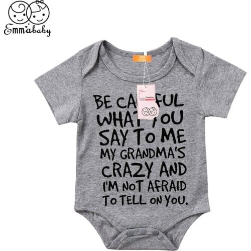 Newborn Baby Girl Boys Grandmas Romper Short Sleeve Letters Jumpsuit Casual Clothes Kids Girls Rompers