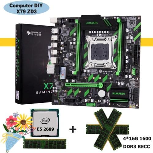 Computer parts DIY HUANANZHI X79-ZD3 motherboard with dual NVMe/NGFF M.2 SSD slots CPU Xeon E5 2689 RAM 64G(4*16G) REG ECC