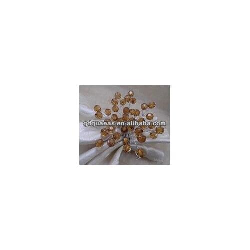 Brown crystal pearl flower napkin ring, beaded wedding napkin holder