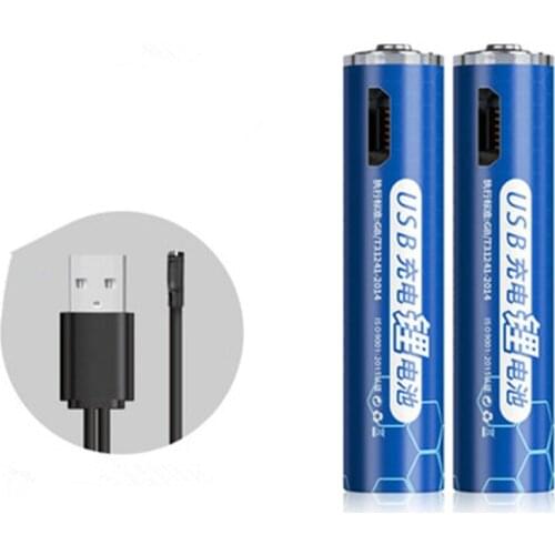 2pcs/lot Hot sale 1.5V USB AAA rechargeable battery 1000mwh USB rechargeable lithium battery rangefinder toy battery