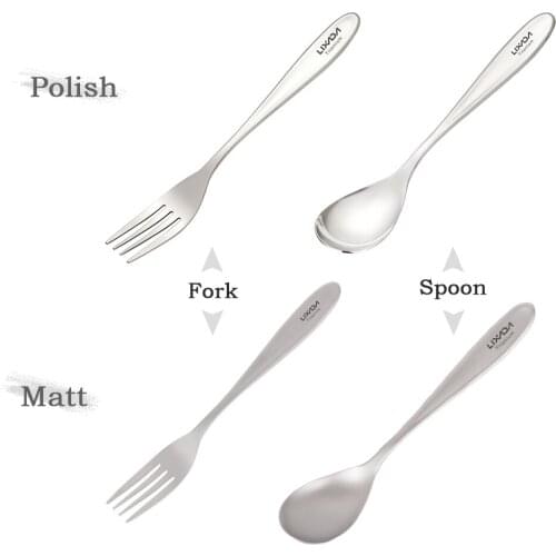 Lixada Lightweight Titanium Dinner Fork and Spoon Flatware Cutlery Set for Outdoor Camping Hiking Backpacking Picnic