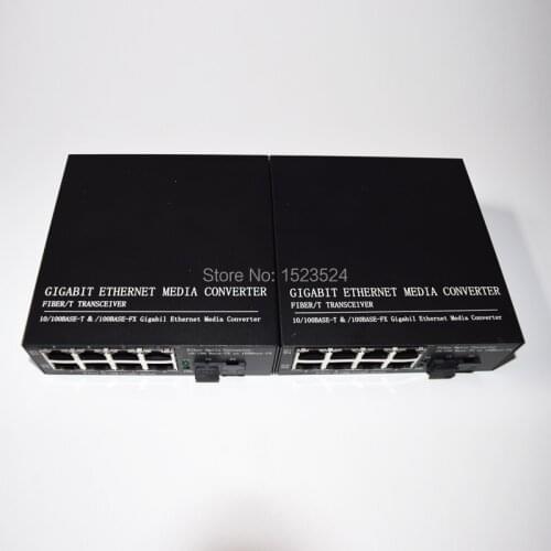 2pcs 1 Pair 10/100M 8 RJ45 1 SC Singlemode Single Fiber Optical Media Converter 25KM for HD Camera