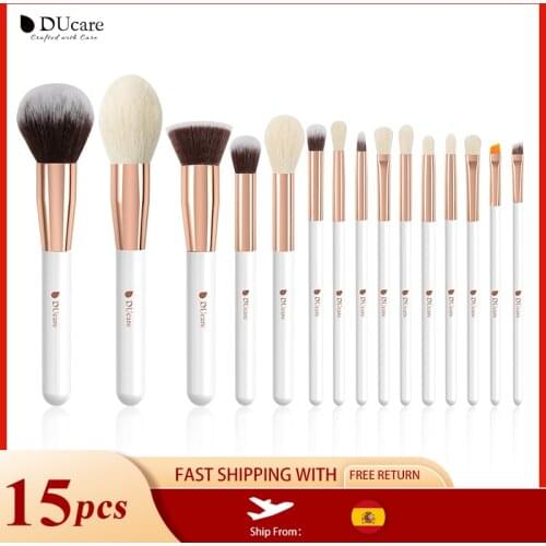 DUcare 15PCS Makeup brushes set Professional Natural goat hair brushes Foundation Powder Contour Eyeshadow make up brushes