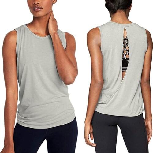 New fashionable womens summer loose back halter top sleeveless halter ladies yoga sports top
