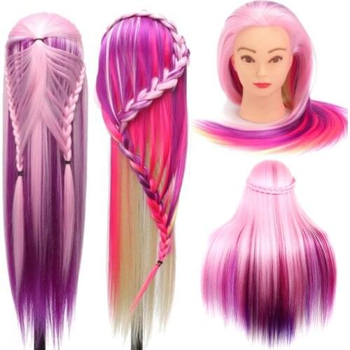 Rainbow Mannequin 100% High Temperature Fiber Training head For Braiding Hairstyle Hairdressing Colorful Mannequin Head 65-70cm