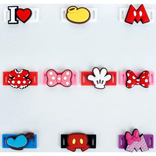 50pcs/lot Disney Cartoon Shoelaces Buckle Shoelace Winder Silicone Buckle Shoelaces Accessories DIY Sneaker Kits Shoe Decoration