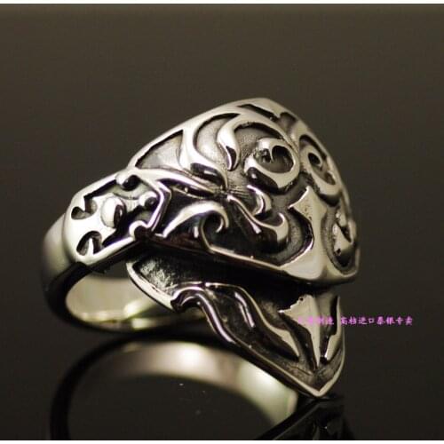 Thailand jewelry two sections of retro-style mobile armor 925 Sterling Silver rings Thai Silver Ring