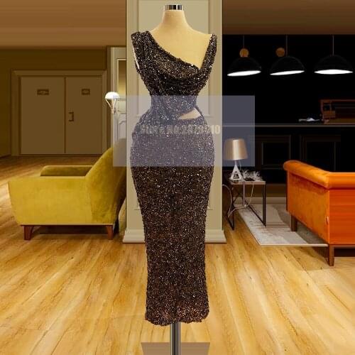 Turkish Mermaid Evening Dress Ankle-Length Sequins Prom Dress Sleeveless Vestido de festa Party Dress Formal Dress 2020 Dubai