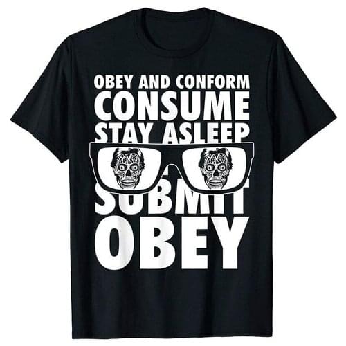 Obey And Conform Consume Submit Text Stack T-Shirt Funny Vintage Gift For Men