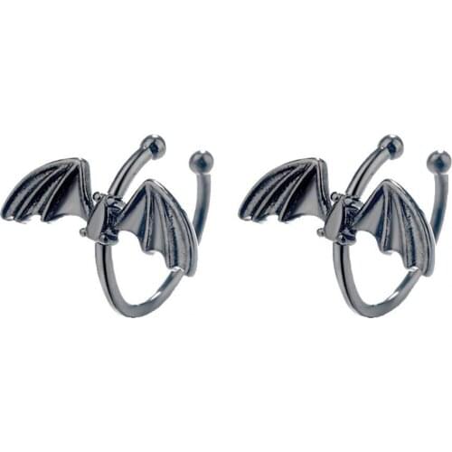 New Gothic Ear Cuff Black Bat Clip On Earrings Earcuff Femme Fashion Silver color Jewelry pendientes