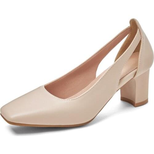 YMECHIC Woman 2021 Hot High Heels Summer Autumn Women Pumps Square Toe Pumps Dress Shoes Shallow Consice Chaussure Femme Black