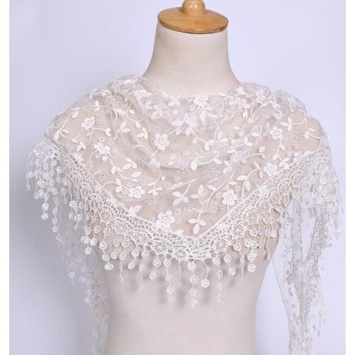 2021 New Floral Lace Triangle Scarf Tassel Shawl Female Classic Casual Transparent Breathable Scarves Sunscreen