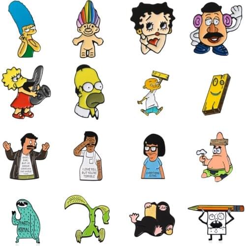 Cartoon Comics Cute Super Star Enamel Pins Sponge Squidward Button Badges Fashion Jewelry for Friends Backpack Accessorie