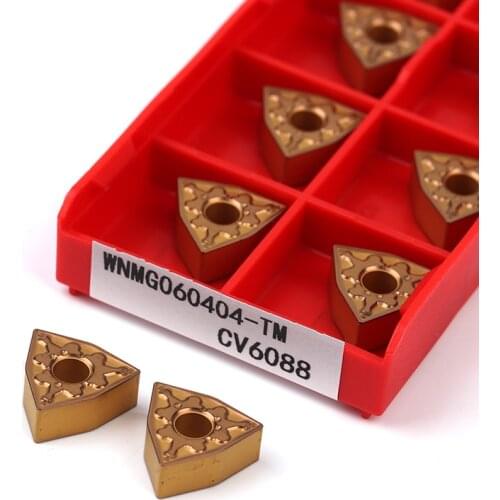 10Pcs WNMG060404-TM CV6088 WNMG060408 CNC Lathe Turning Tools Carbide Inserts High Performance Machining Blade Cut Steel Parts
