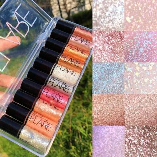 10PCS/SET Shiny Metallic Diamond Liquid Eyeshadow Long lasting Shimmer Pigmented Eyeshadow Palette Cosmetic Eyeshadow Pallete