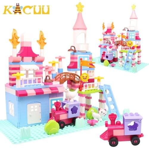 174Pcs Girls Pink Princess Castle Building Blocks Bricks Toys Parts Toys For Children Christmas Gift