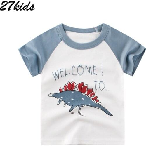 27kids Shirts Dinosaur Boys T Shirts for Kids Clothes Summer Baby Tops Tees Childrens Clothing 9years Big Boys Short Sleeve