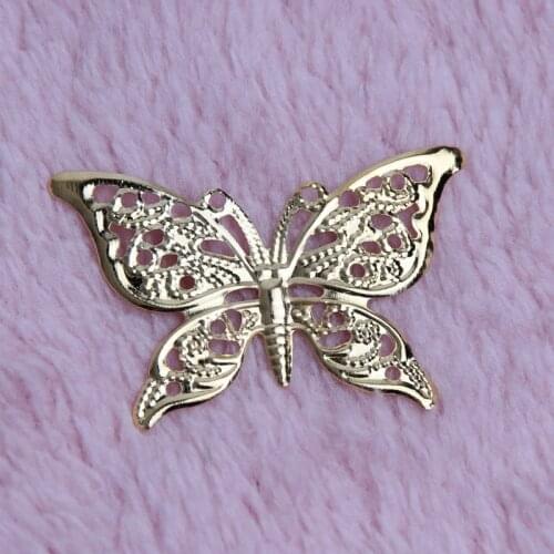 30Pcs Butterfly Filigree Gold Metal Connectors Crafts 39x25mm For Jewelry Making DIY Accessories Charm Pendant Filigree