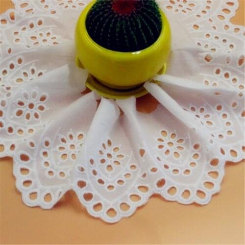 5Yard/Lot Cotton Cloth Natural White Embroidered Hollow Lace Trim Clothing Dress Lace Fabric Width 20CM Sewing Diy Accessories