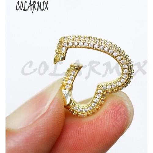 6 pieces Heart zircon pendants Spring Clasp pendants accessories carabiner pendants accessories for jewelry makings 50949