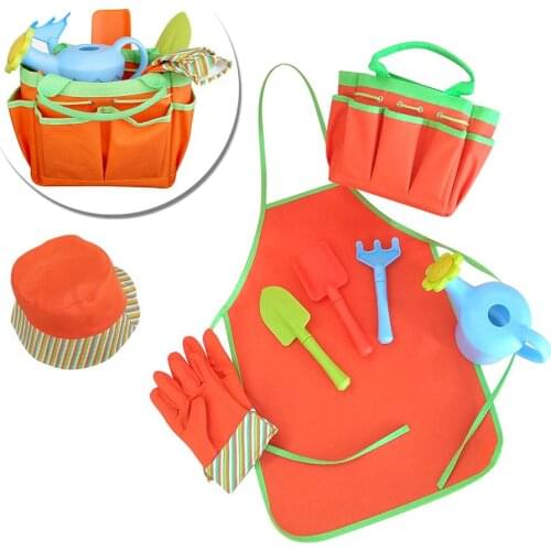 8PCS Children Gardening Tools Outdoor Set With Shovel Harrow Watering Made Of Wood Handle And Metal Quality Head