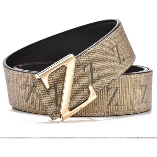 Aoluolan Cow Genuine Leather Belts for Men z Smooth buckle High Quality Male Belt Strap Waistband Dress Jeans Belts