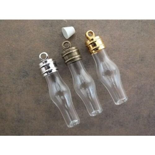 Free ship!! 34x8mm Vase shape mini glass bottle pendant & Lot mixed color can choos cap pendant fashion popular necklace
