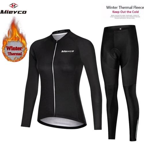 Black White Winter Fleece Pro Cycling Jersey Set Mountian Bicycle Clothes Wear Ropa Ciclismo Racing Bike Clothing Cycling Set