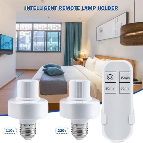 E27 Screw Light Holder Switch Lamp Base Socket Lamp Holder Wireless Remote Control LED Lamp Bulb with 15/30/60min Remote Timer