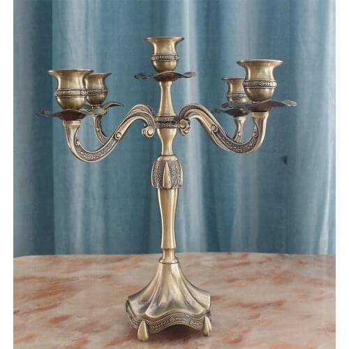 Europe H32cm 3/5arm bronze color retro candlestick holder plated candle holder candle lantern for home decoration ZT119