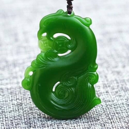 HETIAN JASPER GREEN JADE PENDANT DOUBLE-SIDED ENGRAVING HOLLOW LUCKY MAGPIE JADE LOTUS NECKLACE FOR MEN WOMEN ADD CERTIFICATE