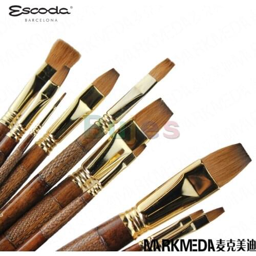 Escoda Sable Flat Head Artists Watercolor Brush,Pure Kolinsky-Tajmyr,Classic Oil Painting Cover Dyeing Pen 2920 Series