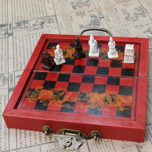 Chinese Chess Character Chess Pieces Kids Adults Professional Qing Dynasty Soldiers Table Chess Board Fun Toy Game
