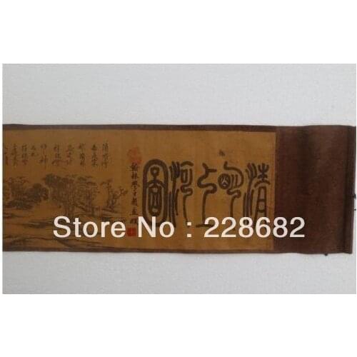 Chinese Old Calligraphy Scroll Painting Qingming Festival China Old City